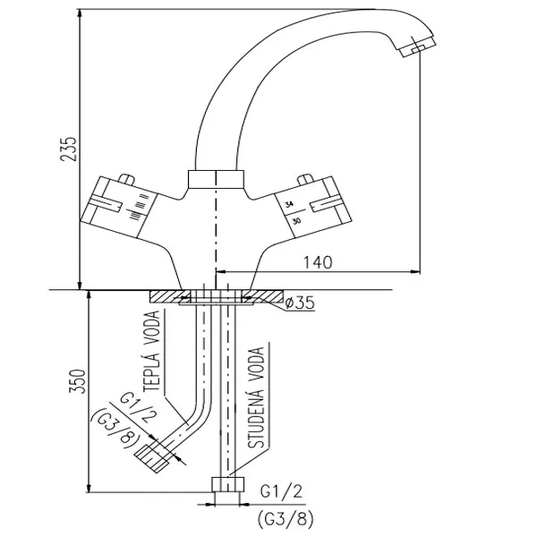 Смеситель для раковины Rav Slezak Dunaj Termostat TRM26.5