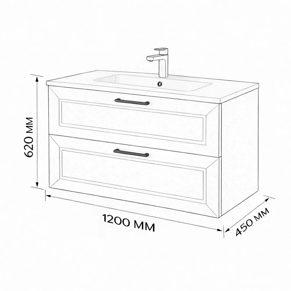 Тумба с раковиной подвесная (120см) Terminus Victoria VIC101202900301O, белый