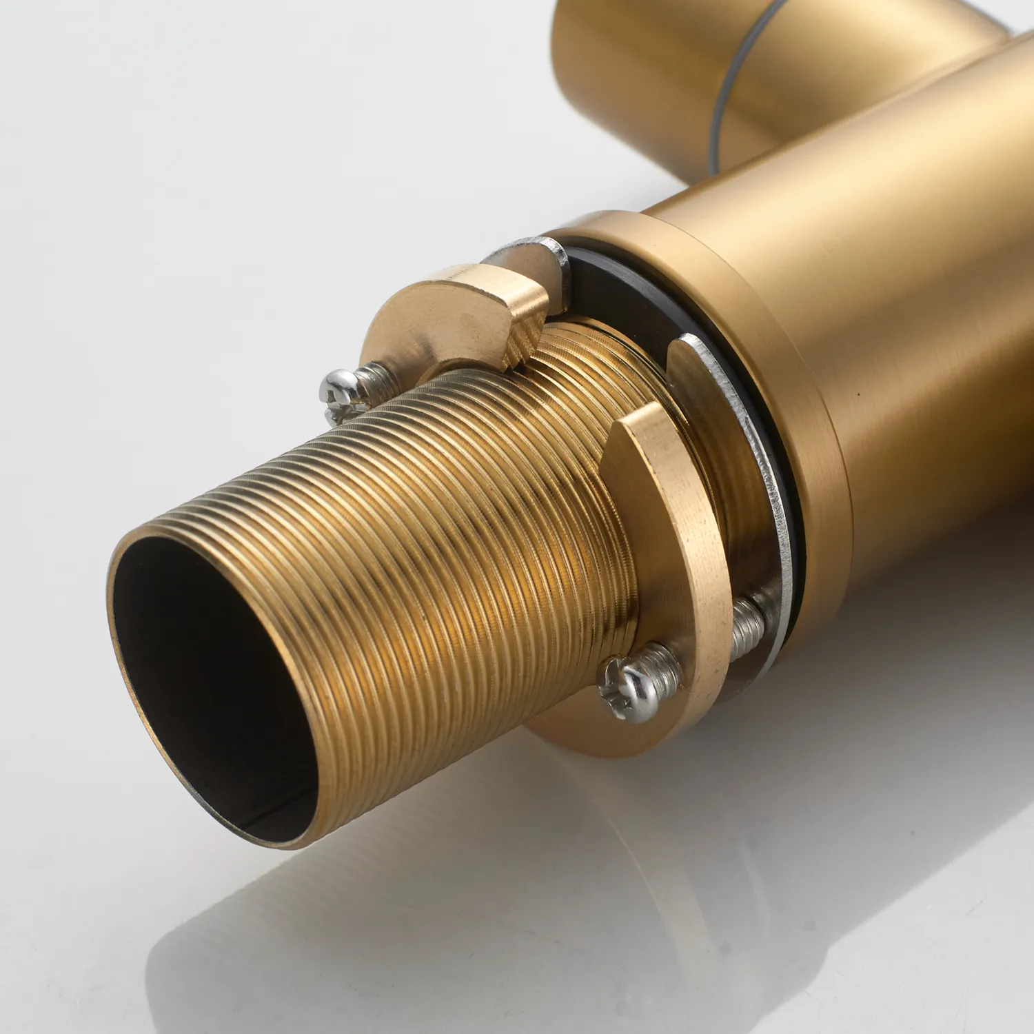 Смеситель для кухни с гибким изливом и подключением фильтра Shevanik S378G, золотой сатин/белый