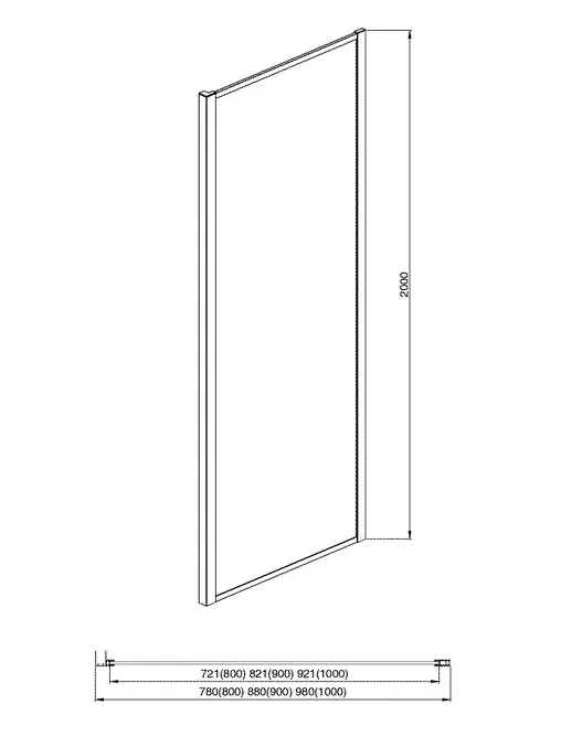AQ ARI WA 09020GM Неподвижная душевая стенка 900x2000, для комбинации с дверью, профиль оружейная сталь, стекло прозрачное