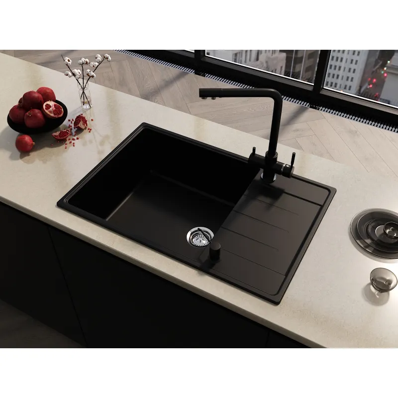 Кухонная мойка Grandex Aqua Topline 600215, черный металлик