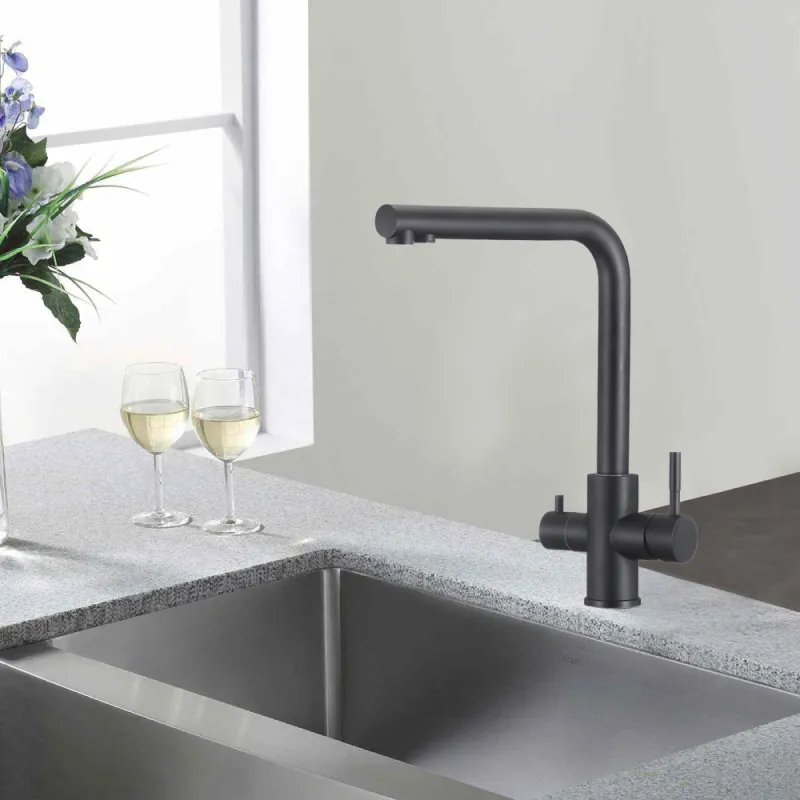 Смеситель для кухни с подключением фильтра WesnaArt EKO05-151Black, черный