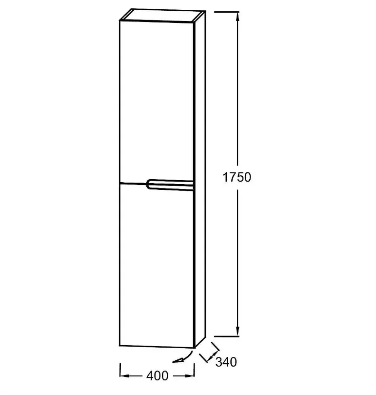 EB1893LRU-G1C Jacob Delafon Nona Колонна 175х34 см, шарниры слева, глянцевый белый