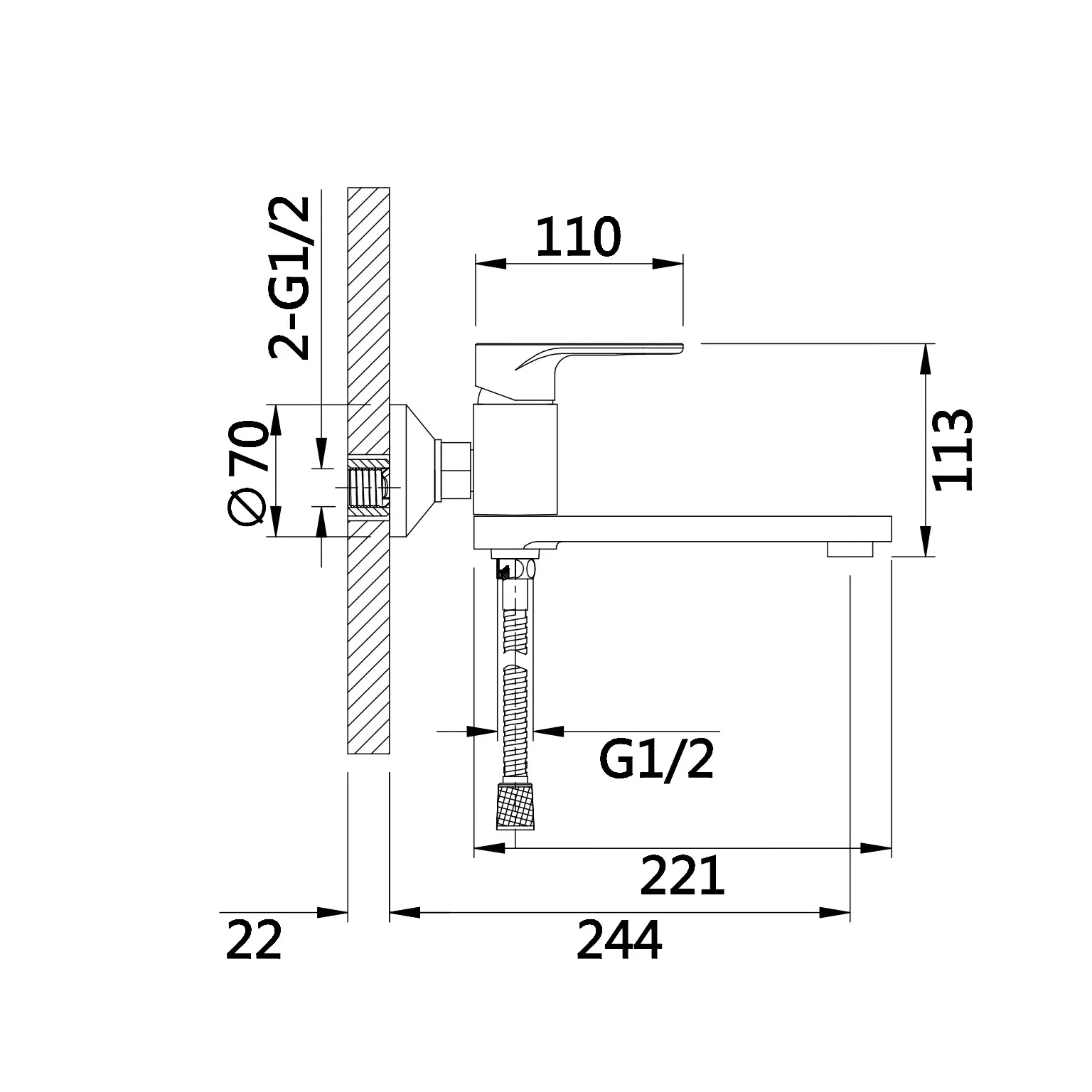 Смеситель для ванны D-Lin D181377-C, белый/хром
