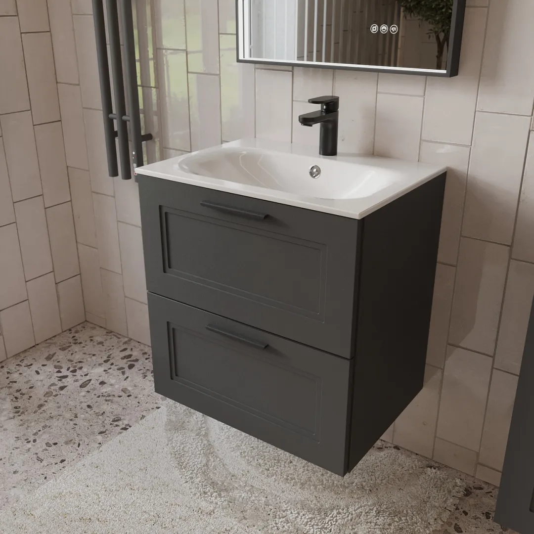 Тумба с раковиной подвесная (60см) Terminus Classik CLA10602701601O, графит