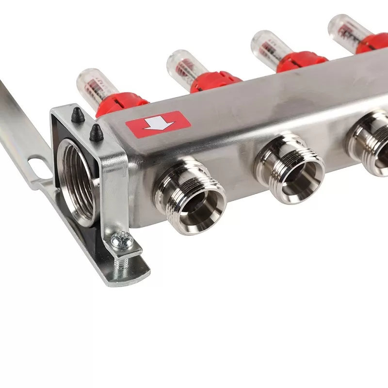 Коллектор Rommer 1"x3/4" на 11 контуров с расходомерами (нерж. сталь) (RMS-1200-000011)