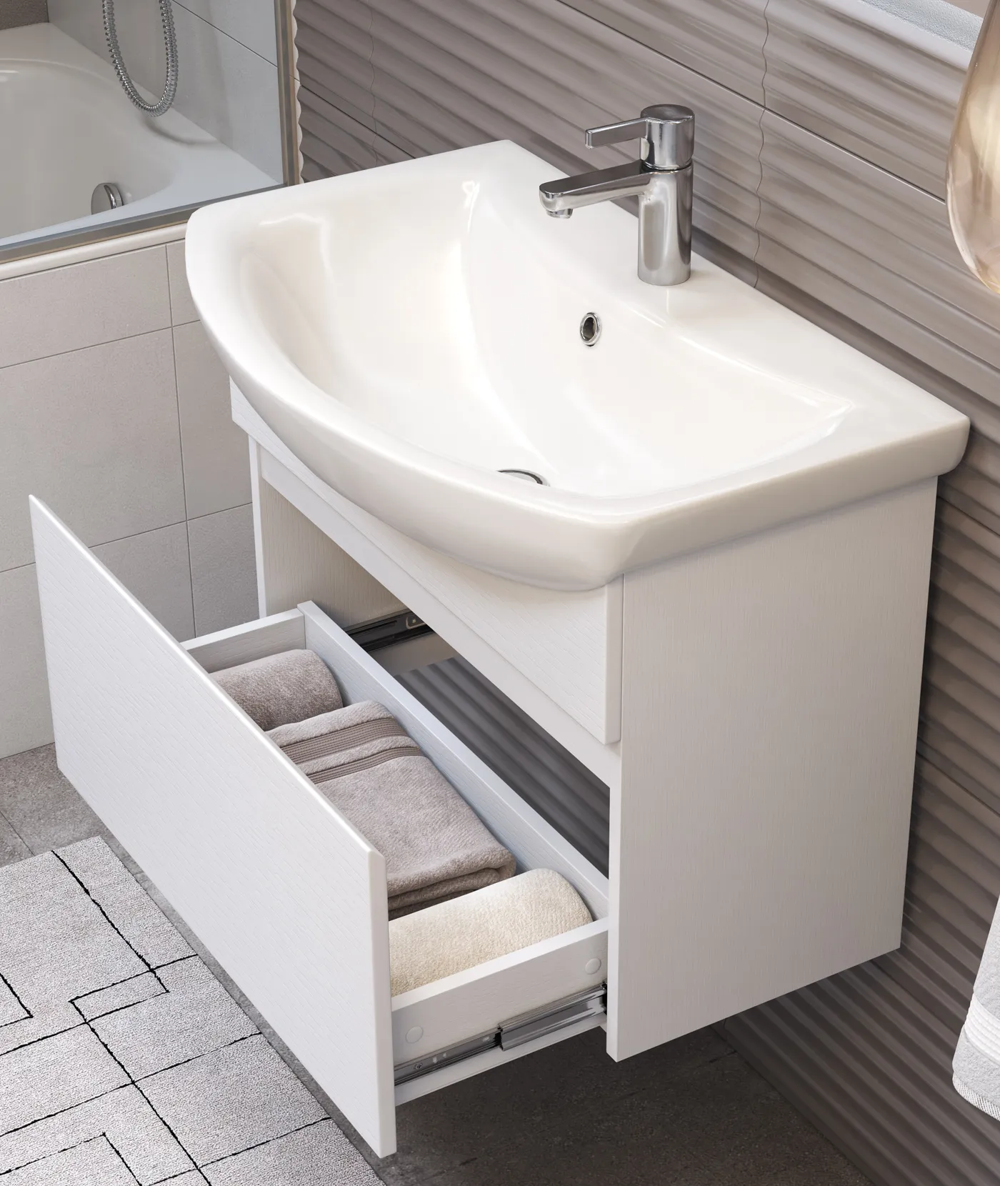 Тумба с раковиной подвесная VIGO Wing tp.WIN.BAL.60.1Y белый, 60 см