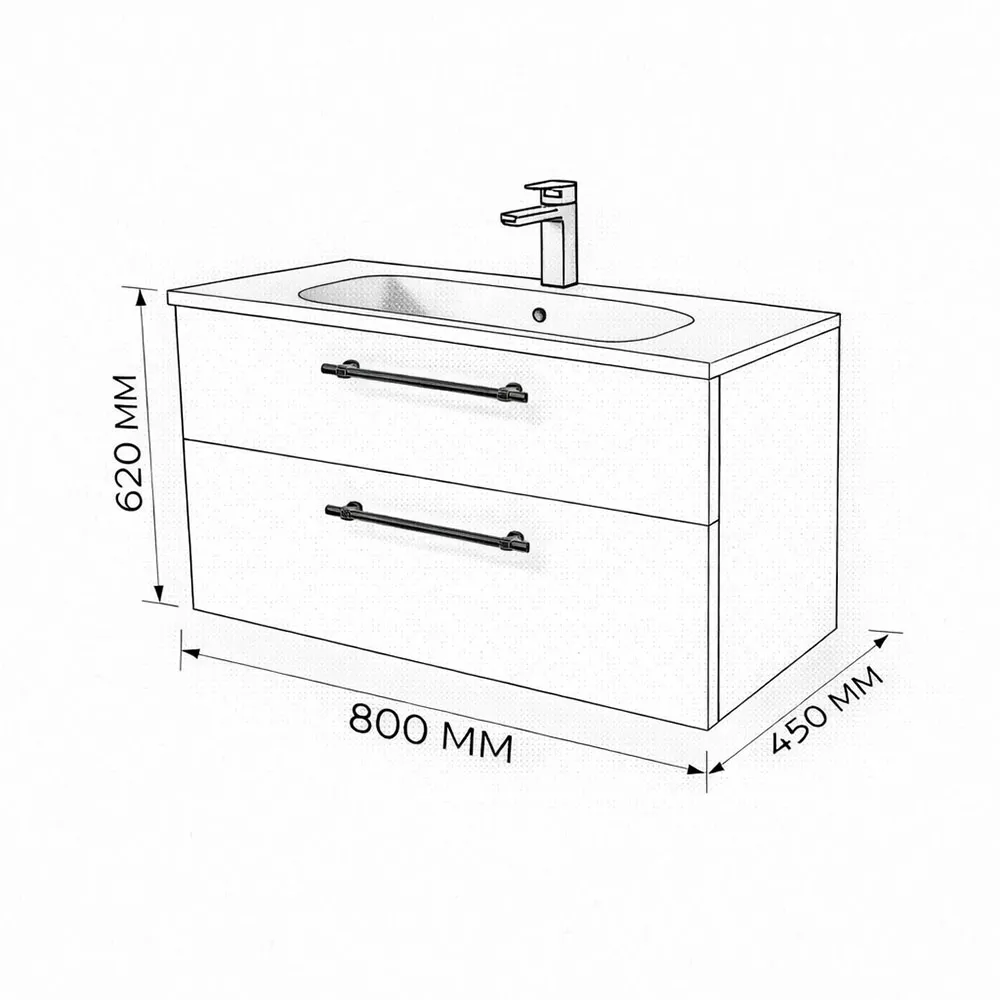 Тумба с раковиной подвесная (80см) Terminus Venta VEN10802300001O, шпон/дуб