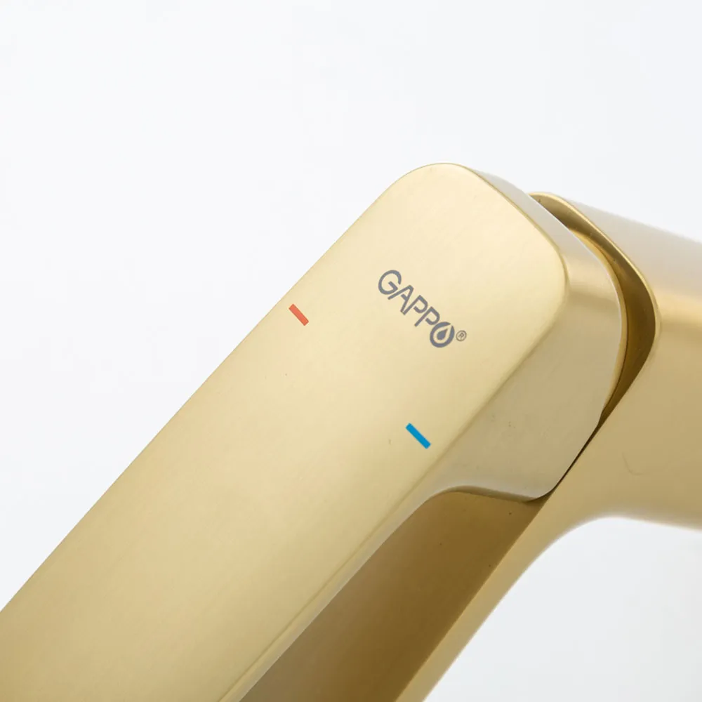 Смеситель для раковины Gappo G1028-3, золотой сатин