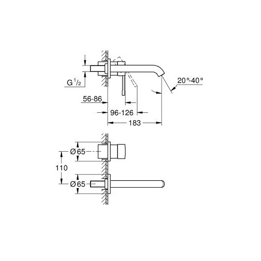 Смеситель для раковины GROHE Essence New настенный встраиваемый, хром (арт. 19408001)