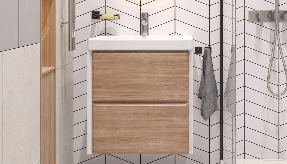 Тумба подвесная Velvex Gesso 60.2Y, белый/дуб сонома (tp.GES.9696.60.2Y белый матовый/дуб сонома)