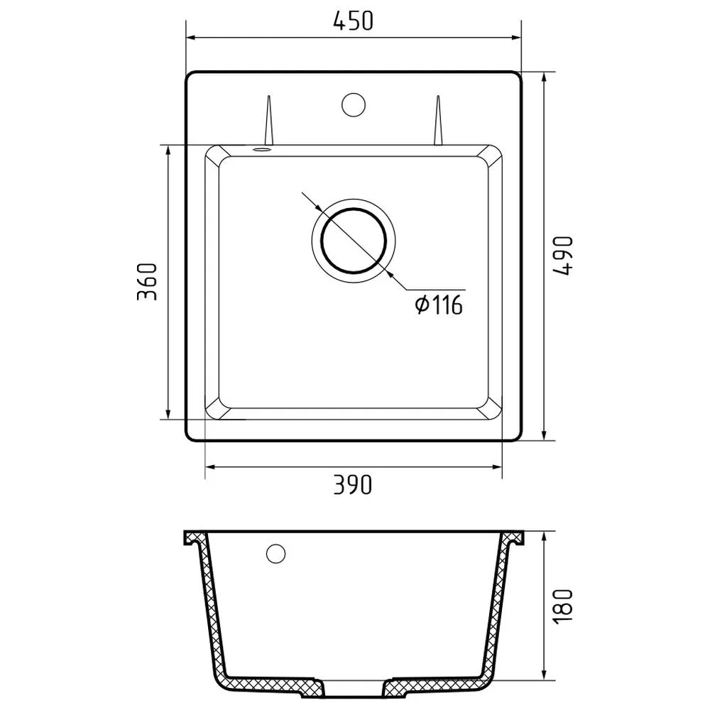 Кухонная мойка GranFest URBAN 245, серый
