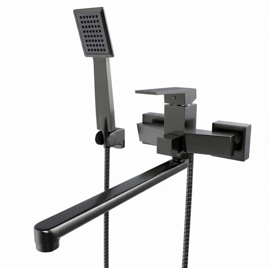 Смеситель для ванны и раковины 35k MIXLINE МЛ20-02Г(ML20-02GR) "Квадра" ГРАФИТ (557900)