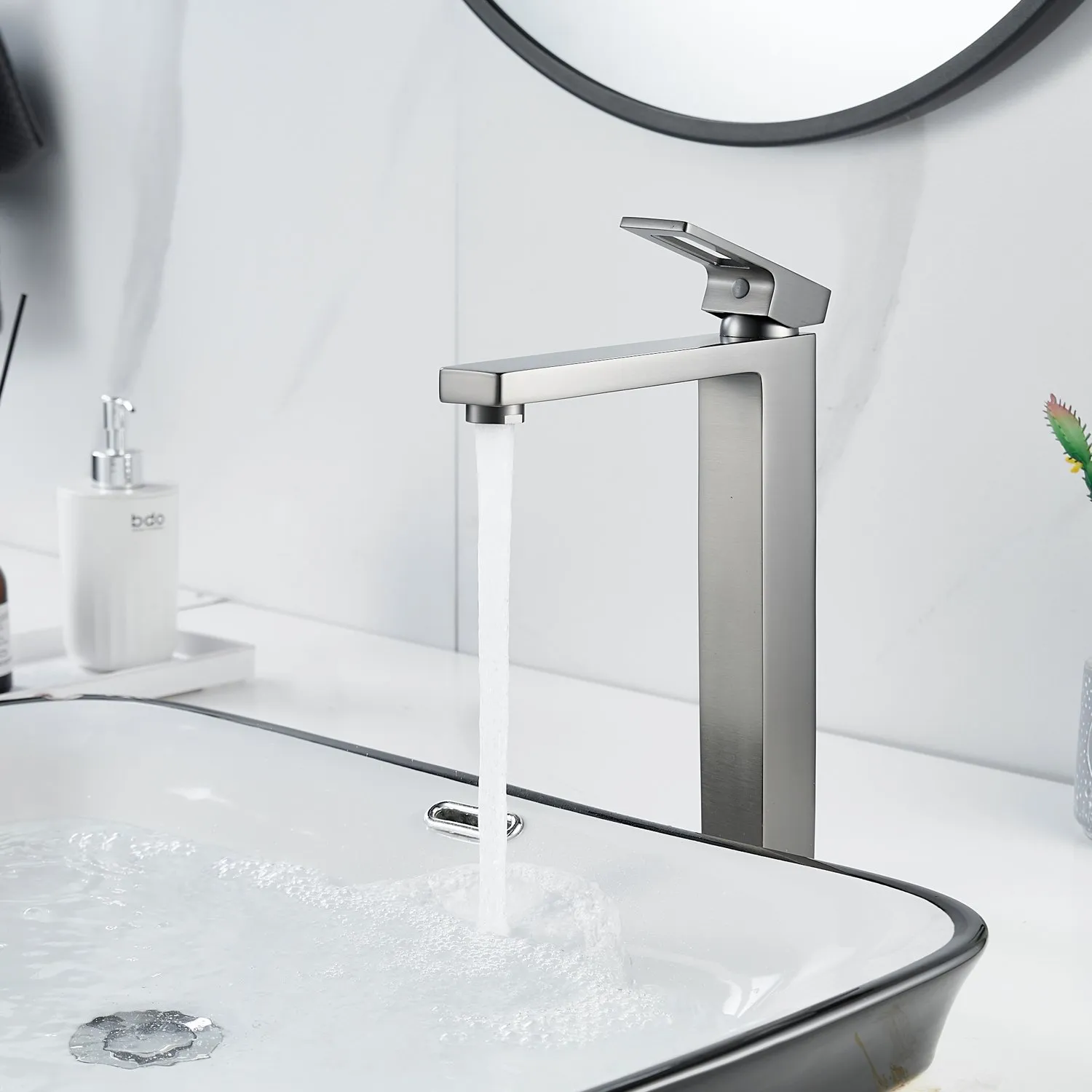 Смеситель для раковины высокий  Raffine F1196T, оружейная сталь