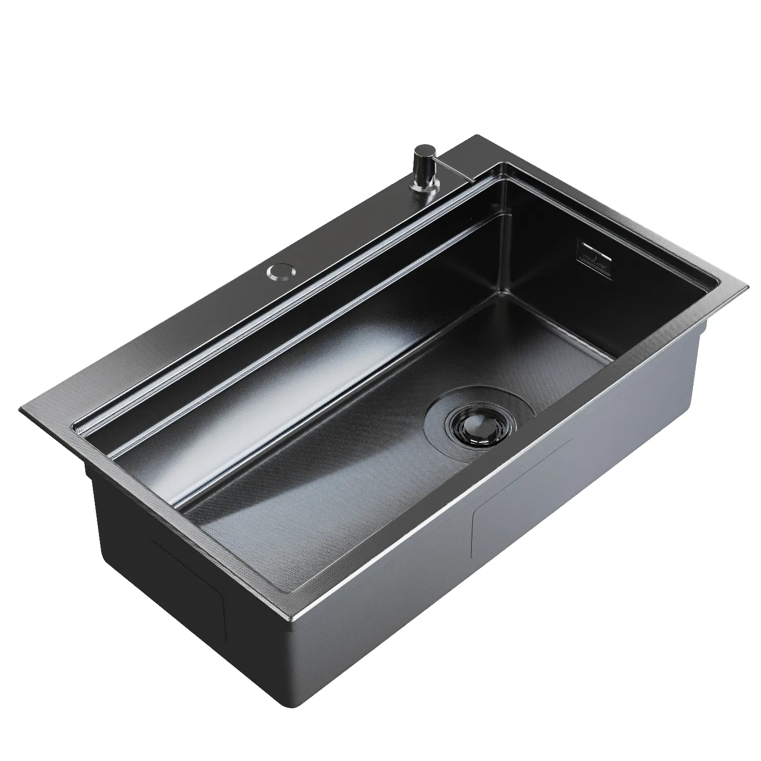 Мойка настол.монтаж MIXLINE ПРО 78х48 (1,0) вып 3 1/2" с ФАСКОЙ 21,5см с сиф.(ч граф дек)+доз+кол+р/д (558473)