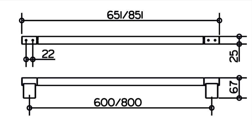 14901370800 PLAN Полотенцедержатель 800 мм, чёрный матовый