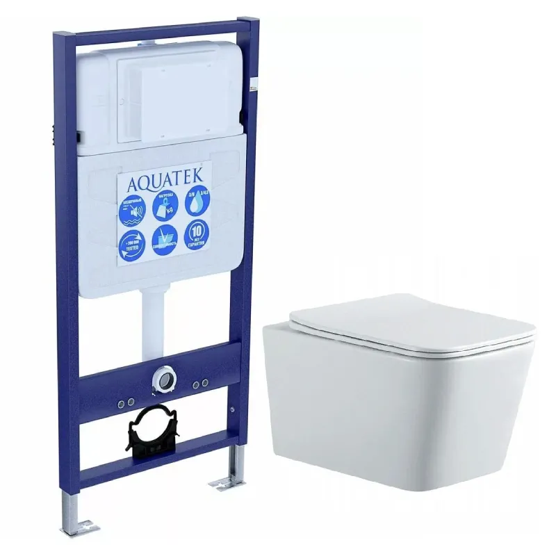 SET AQUATEK ЛИБРА N cm (рама AQUATEK Standard INS-0000012(без клавиши и крепежа)+унитаз ЛИБРА New AQ1148N-00 с тонким сиденьем soft-close