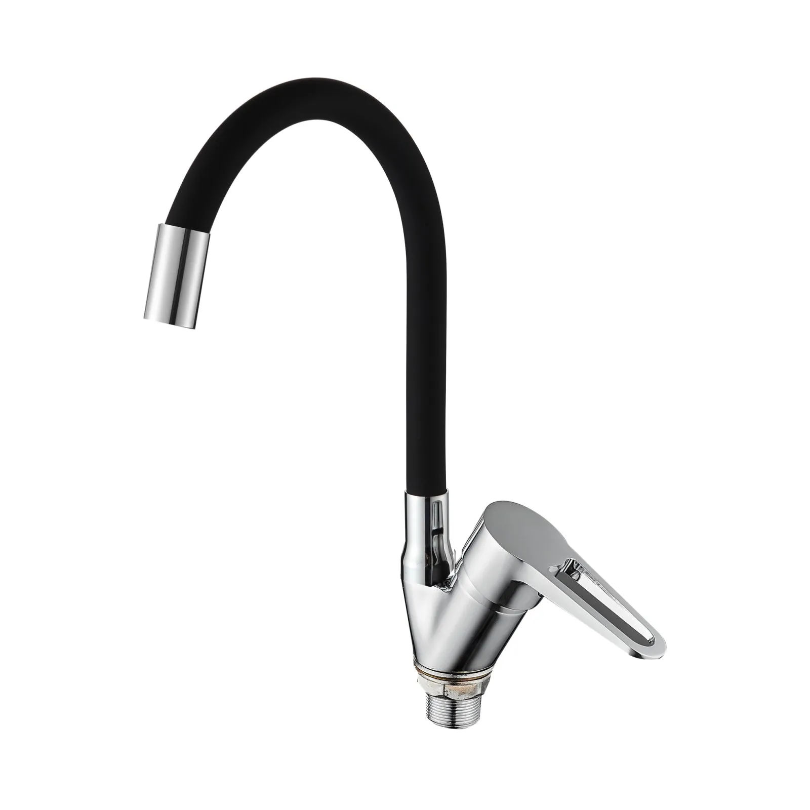 Смеситель для кухни с гибким изливом D-Lin D150303-1, хром/черный