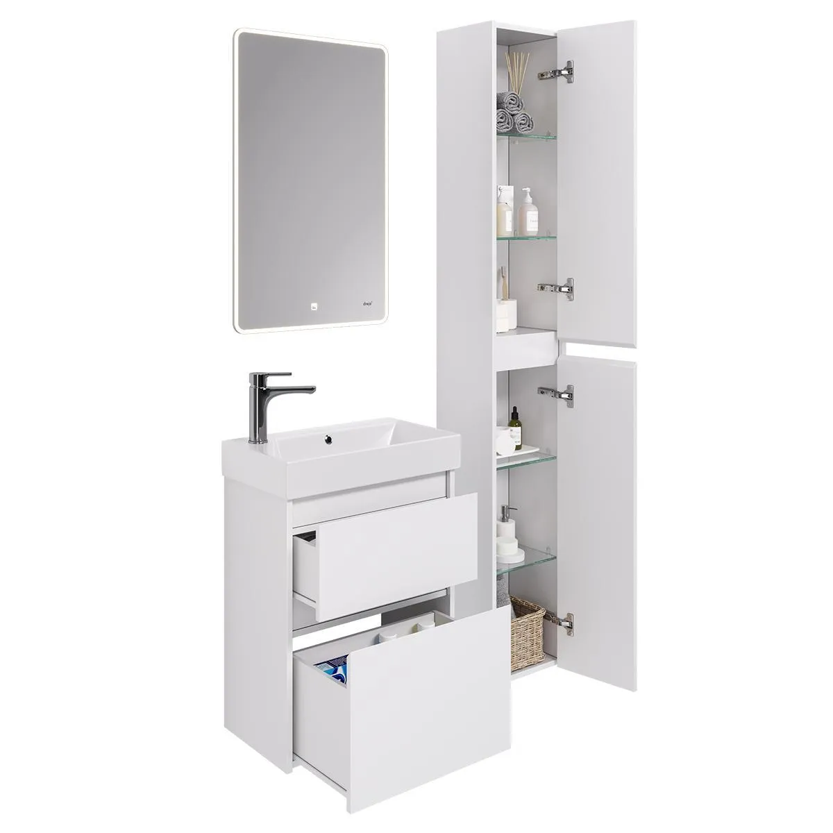 Тумба под раковину подвесная Dreja Slim 55 см, белый