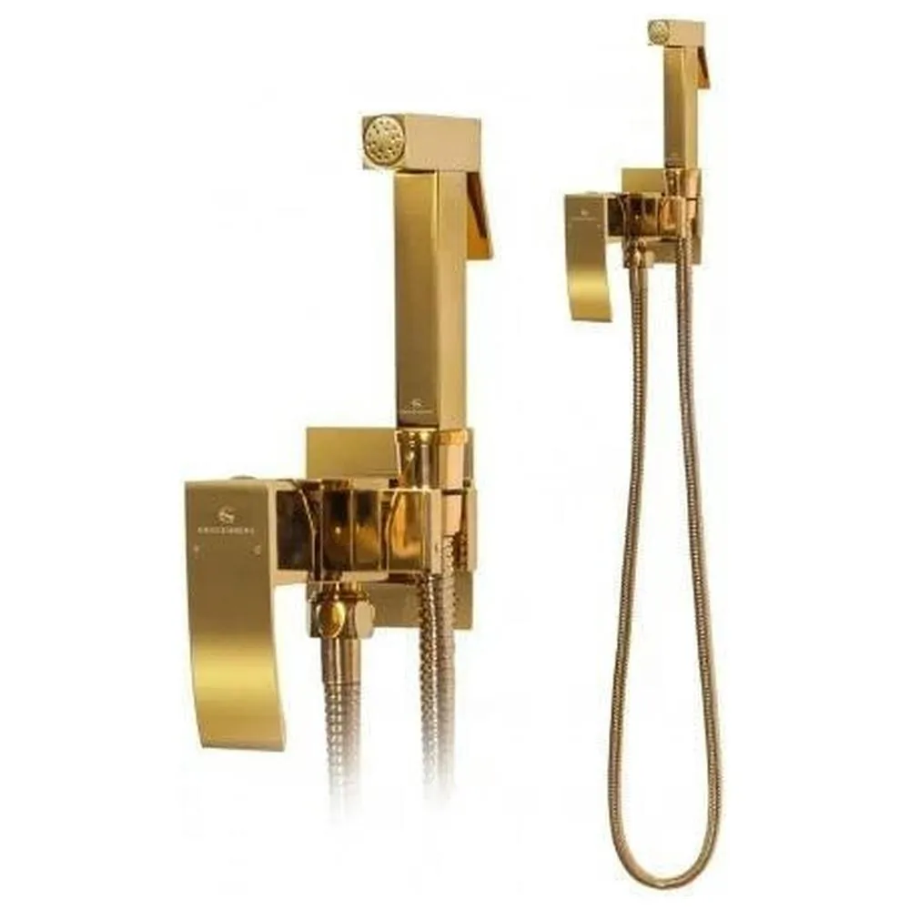Гигиенический душ со смесителем встраиваемый Grocenberg GB007GO, золото