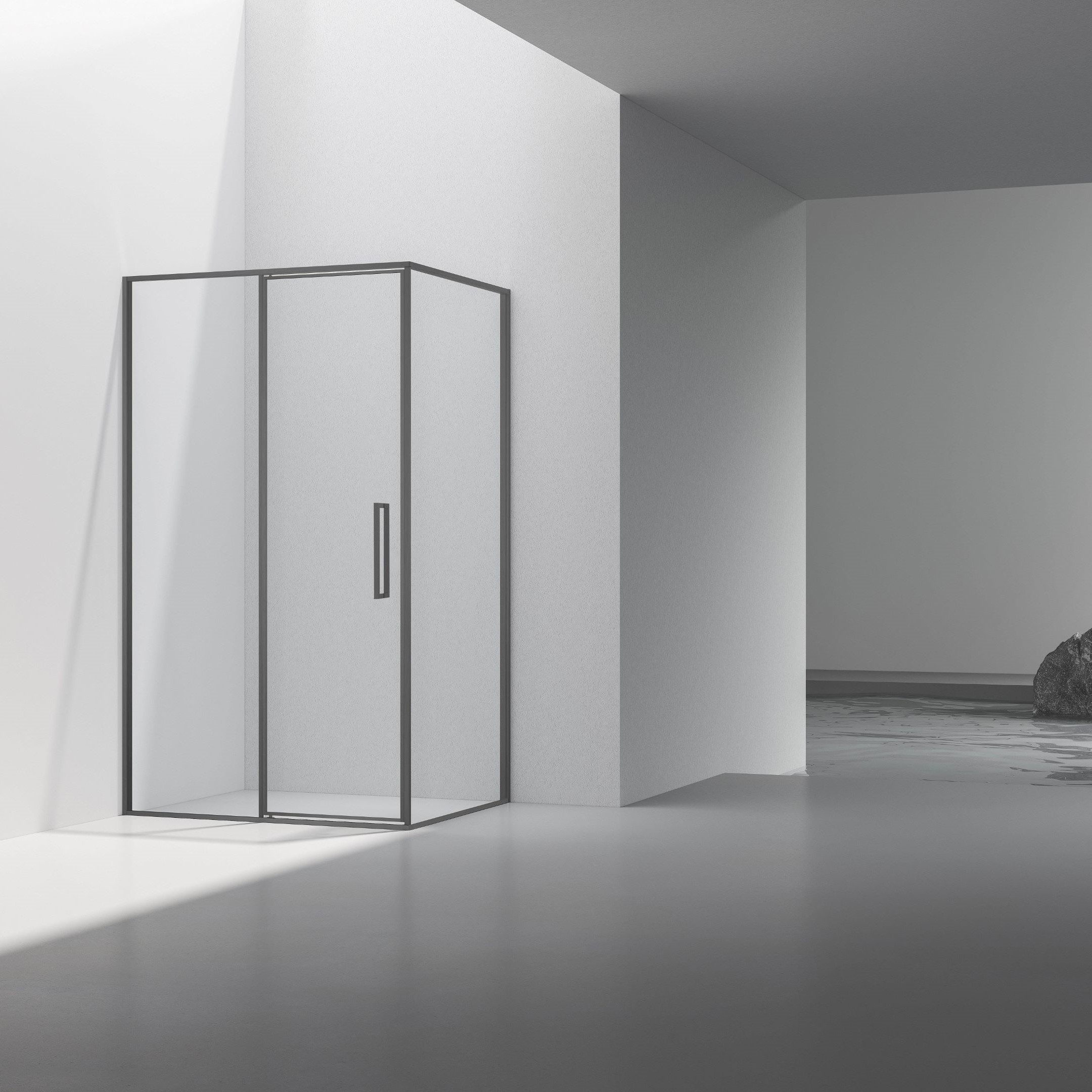 Душевой уголок Vincea Slim 8mm (VSR-4SLP9012CLGM) 1200х900 мм, вороненая сталь, стекло прозрачное