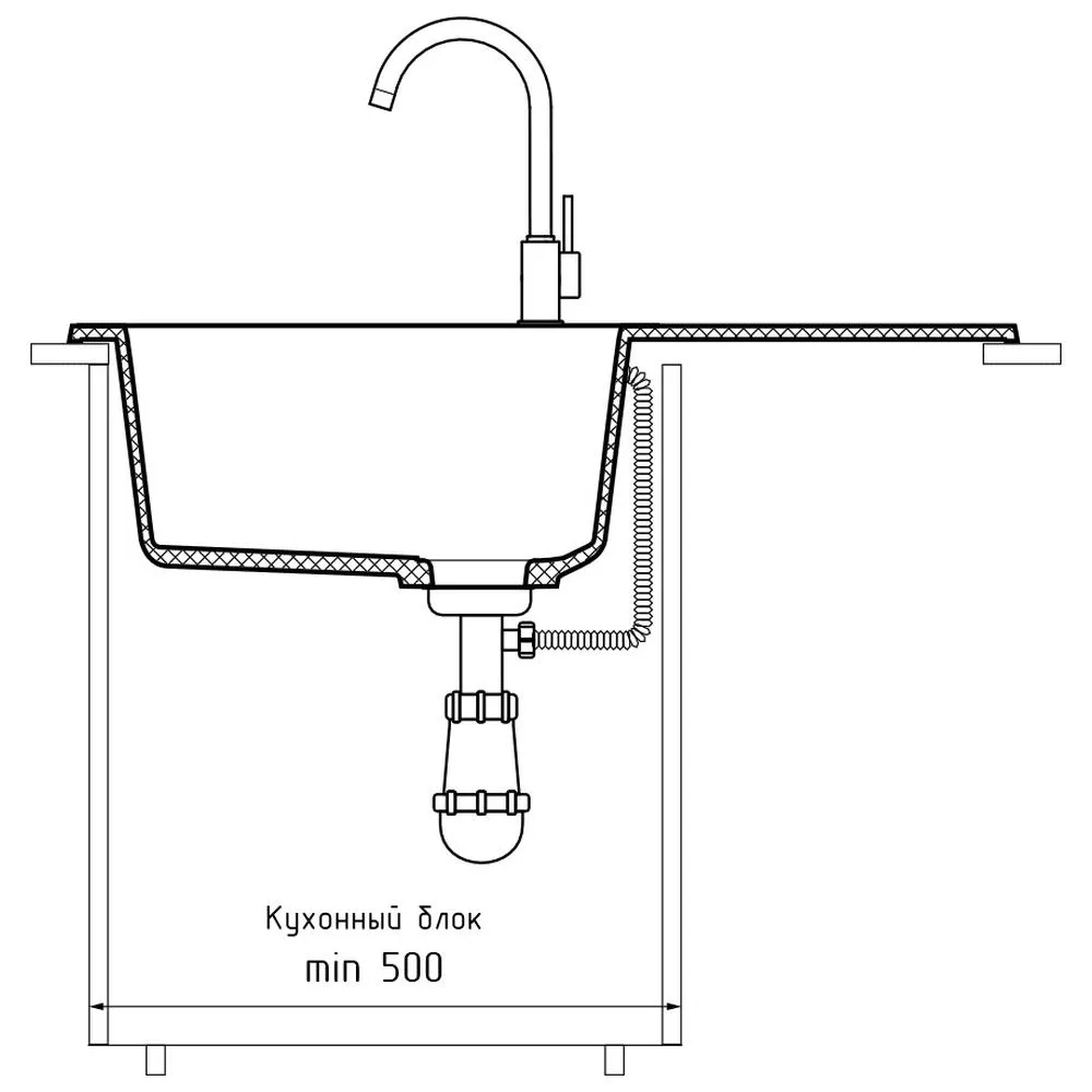 Кухонная мойка GranFest RONDO 750L, кашемир
