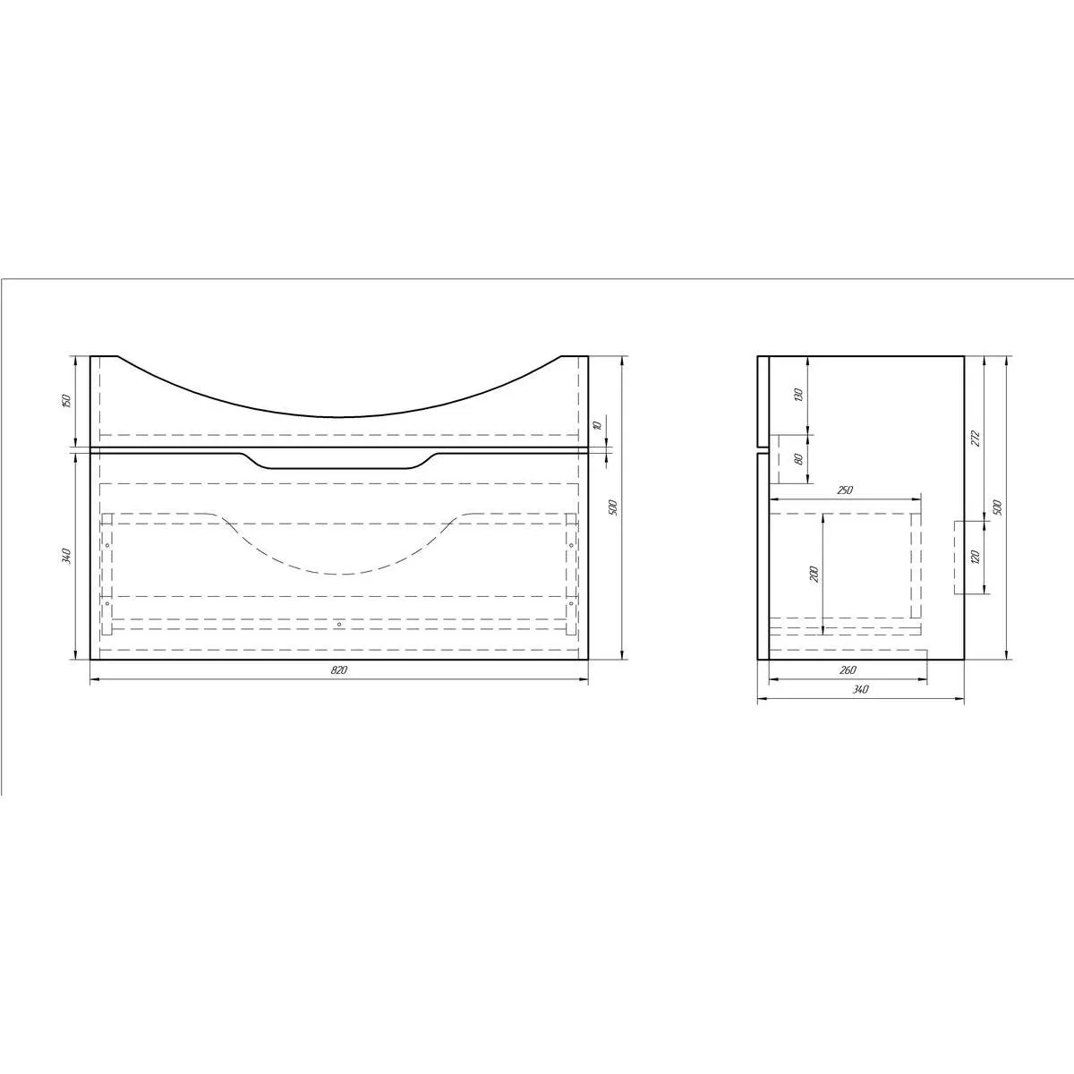 Тумба с раковиной подвесная Dreja Laguna 85 см, белый