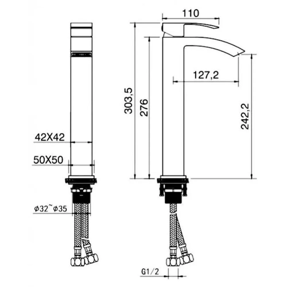 Смеситель для раковины высокий Hansberge H2077WW, белый