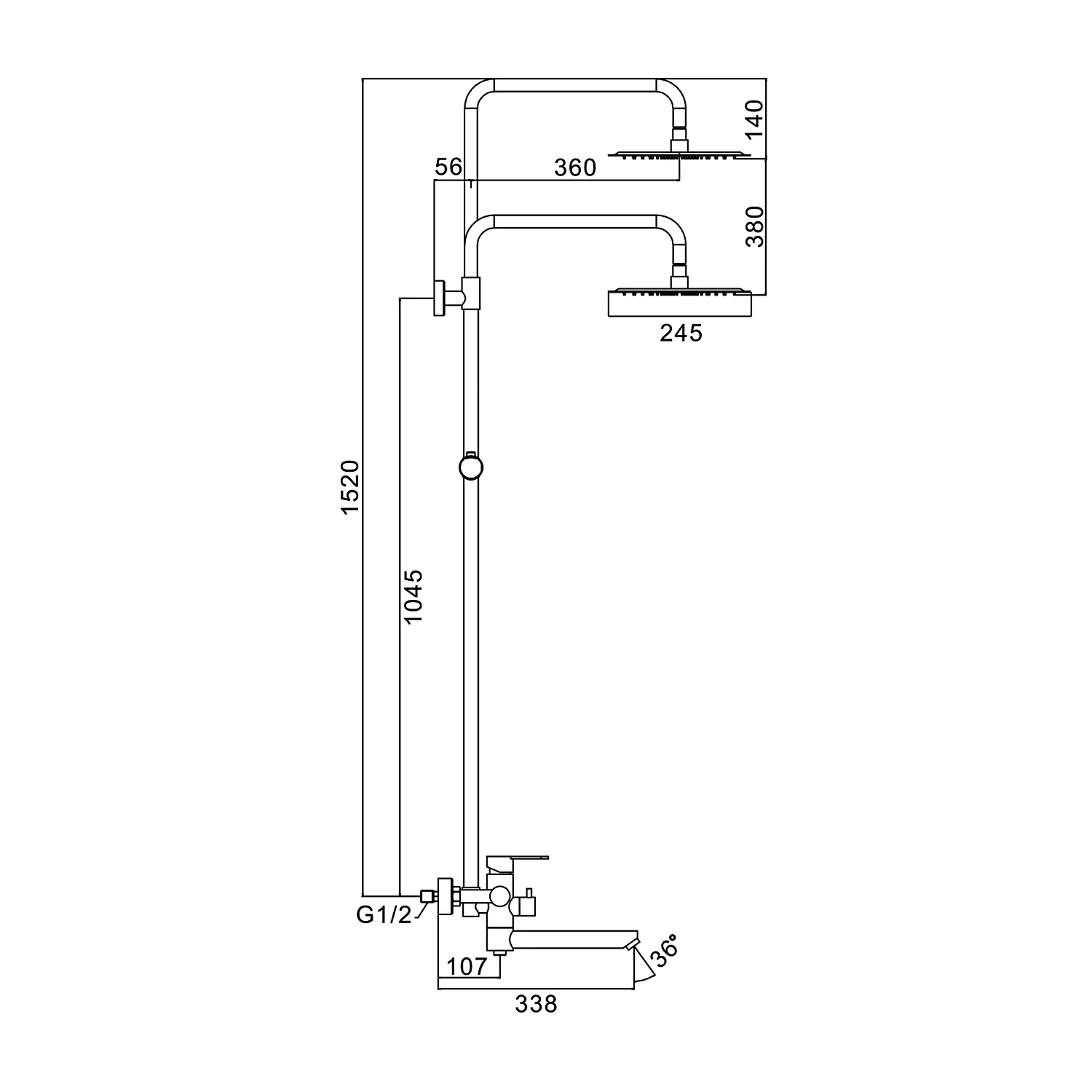 Душевая система FRAP F24801-9, оружейная сталь