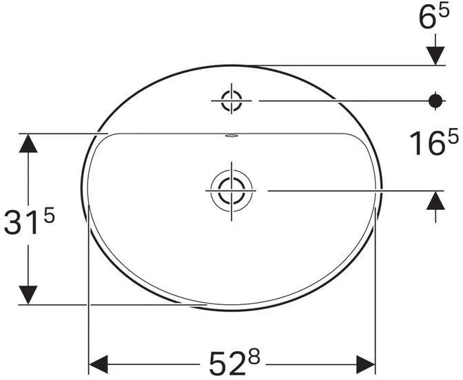 Раковина встраиваемая в столешницу Geberit VariForm овальной формы (55х45 см) (500.720.01.2)