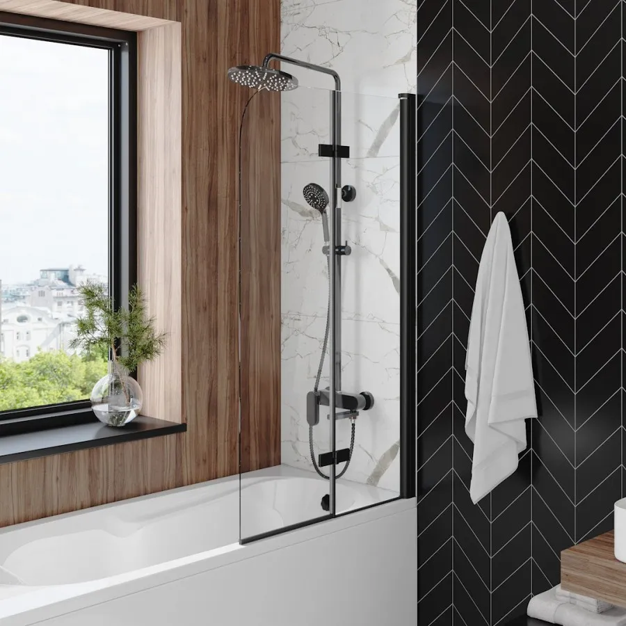 Шторка на ванну 80х140 см Maretti Valentina VA41R8014097-560, профиль черный