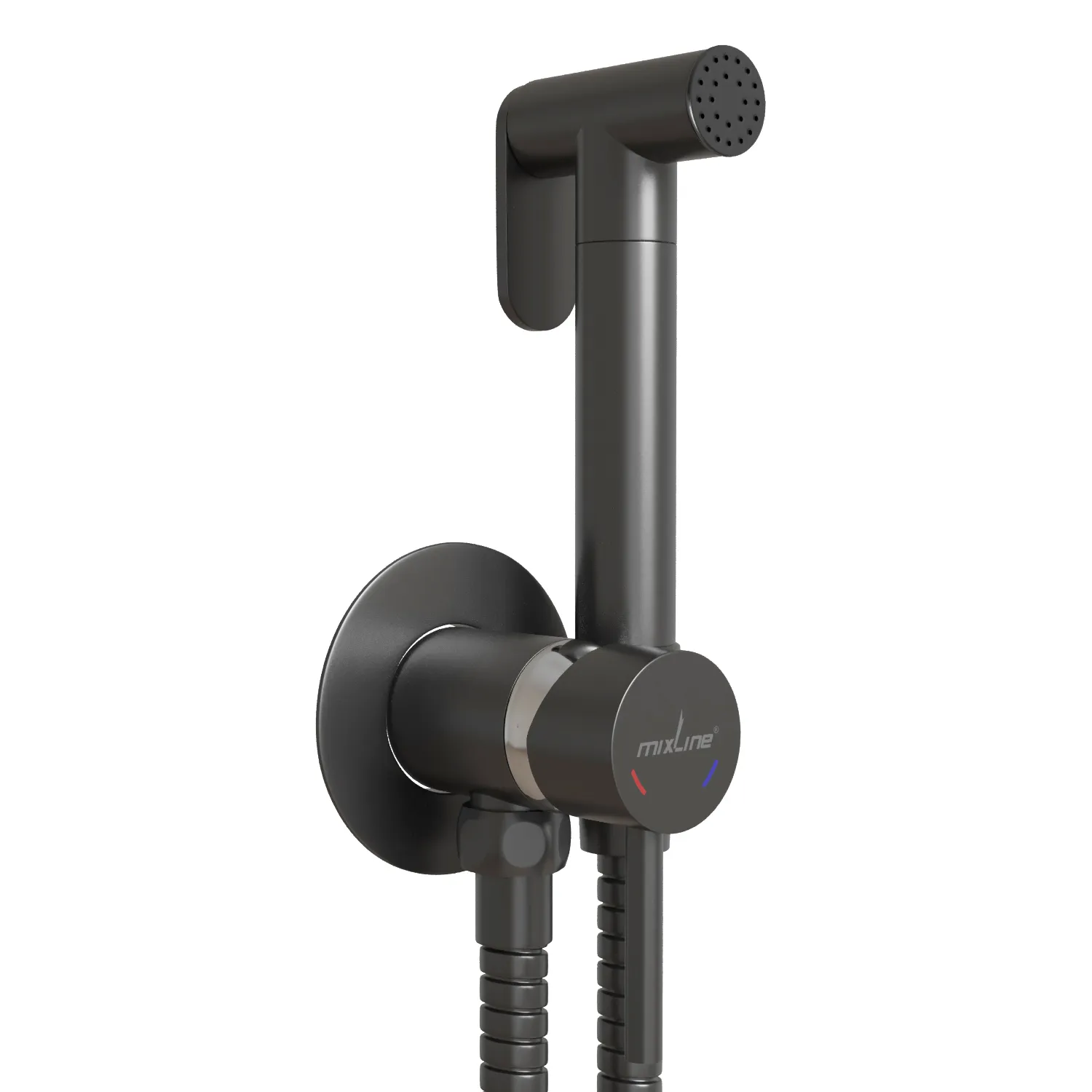 Смеситель с гигиенической лейкой 25k MIXLINE МЛ31-081Г(ML31-081GR) "Рей" встраиваемый ГРАФИТ (556670)