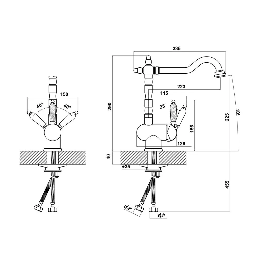Смеситель для кухни Florentina ОДА 313.08H.1113.104, бежевый