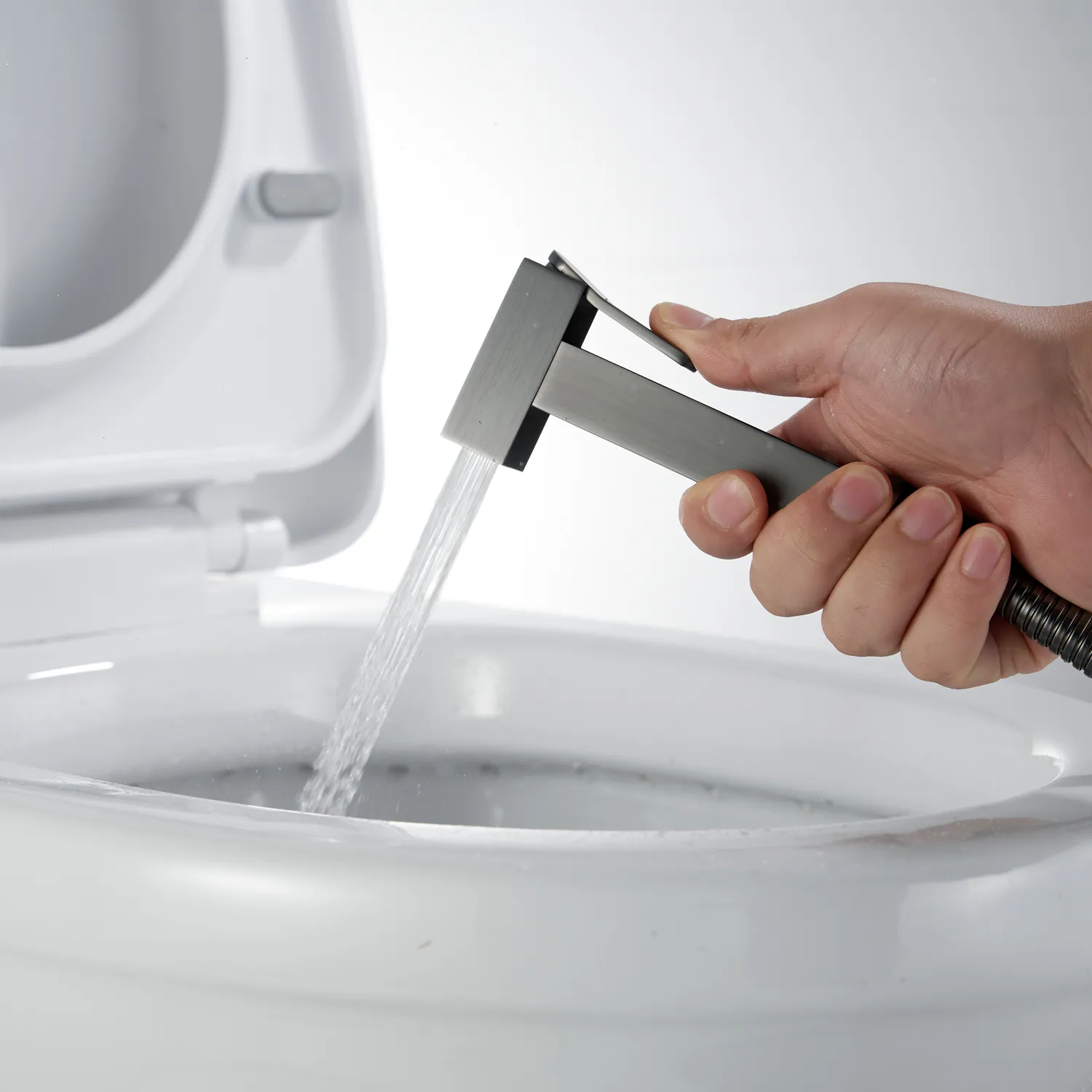 Гигиенический душ с термостатом Rose R965T, оружейная сталь