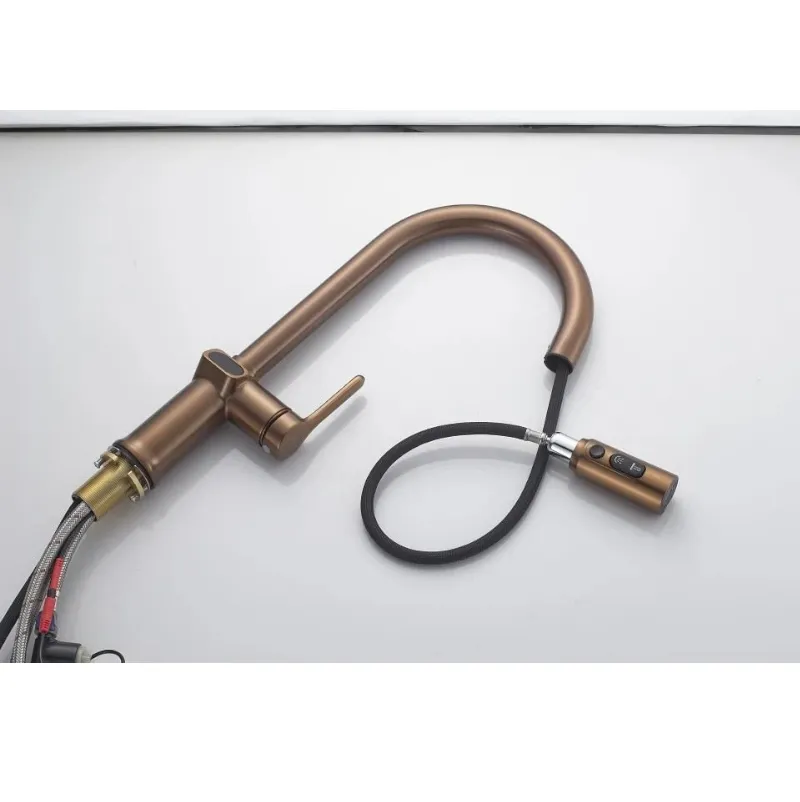 Смеситель для кухни с индикатором температуры Knotlor KN-100/RB, бронза