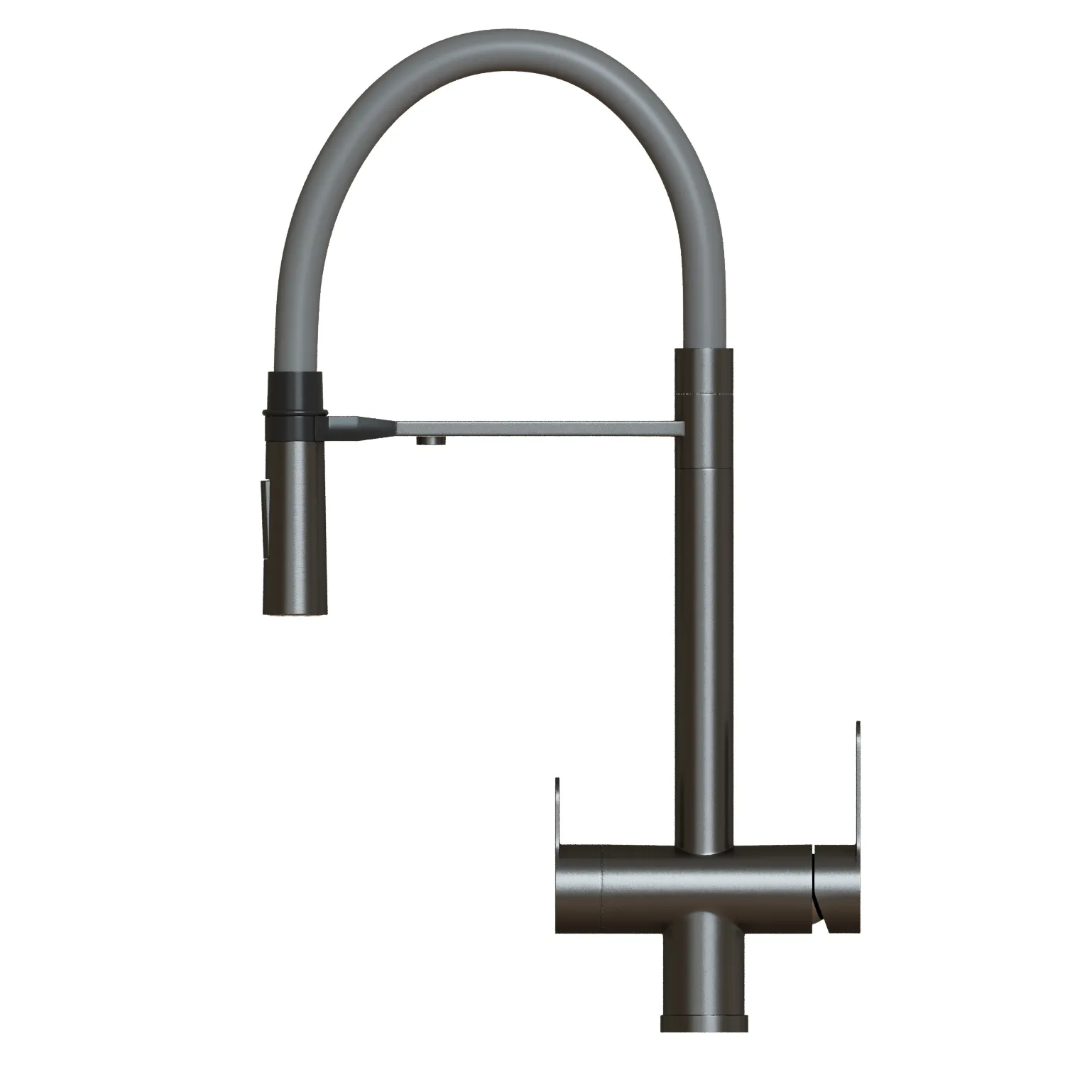 Смеситель для кухни 35k MIXLINE МЛНС-0401Г(MLSS-0401BL)сер.гиб.изл магнит,под.кфильтру,ЧЕРНЫЙ ГРАФИТ (556011)