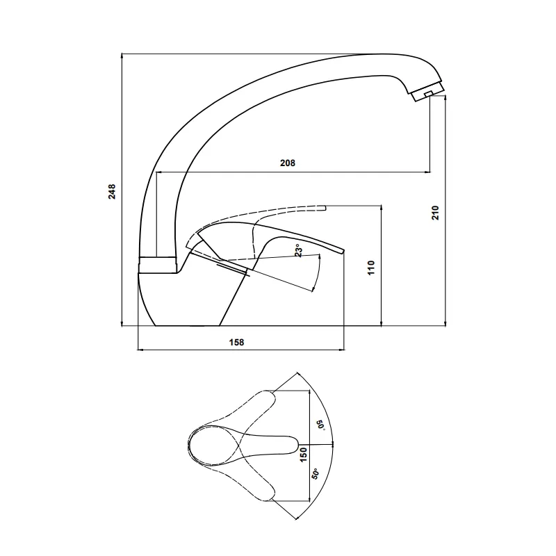 Смеситель для кухни Dr. Gans Рондо 319.02H.1123.407, черный