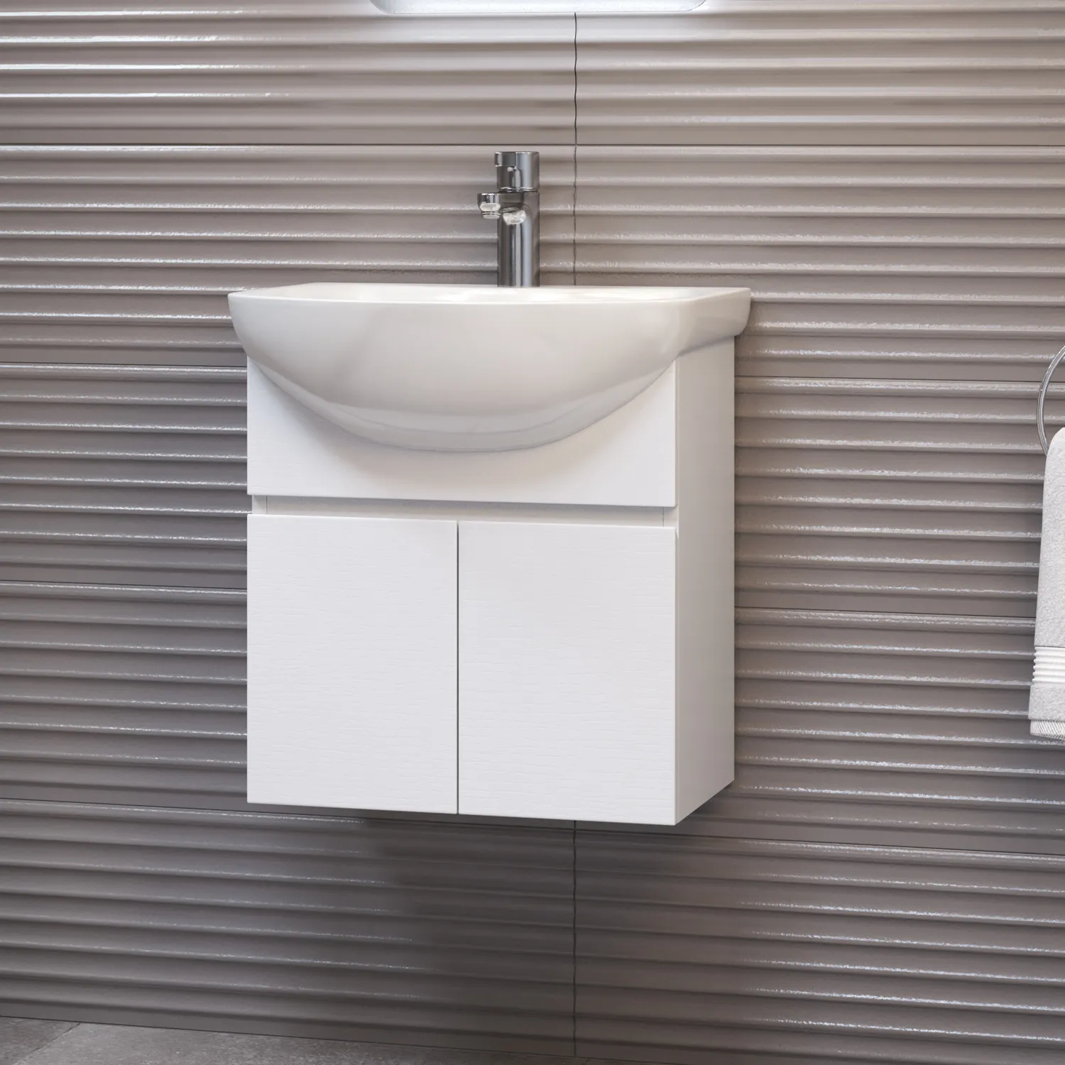 Тумба с раковиной подвесная VIGO Wing tp.WIN.BAL.50.2D белый, 50 см