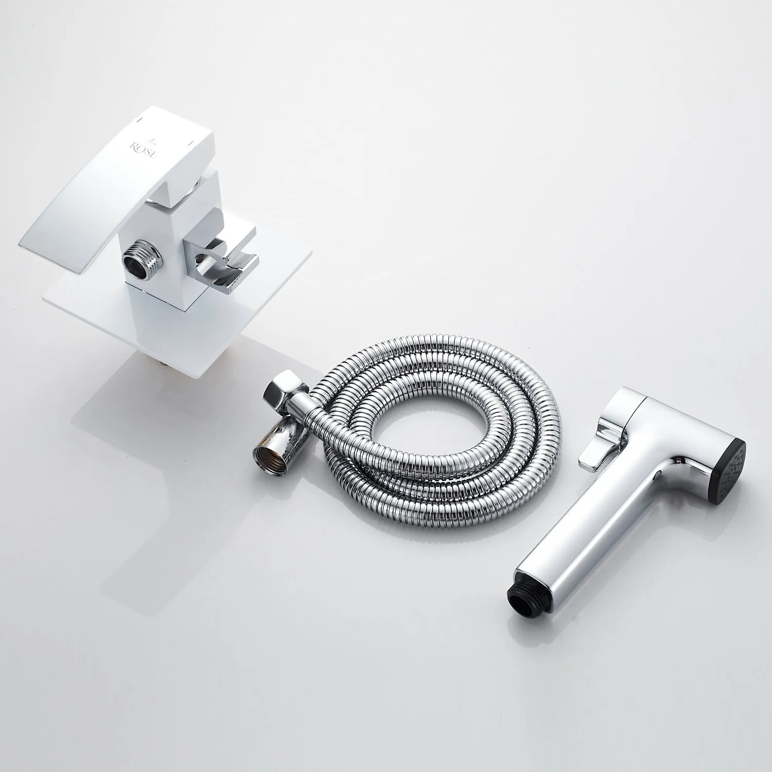 Гигиенический душ со смесителем Rose R1505F-2, белый/хром