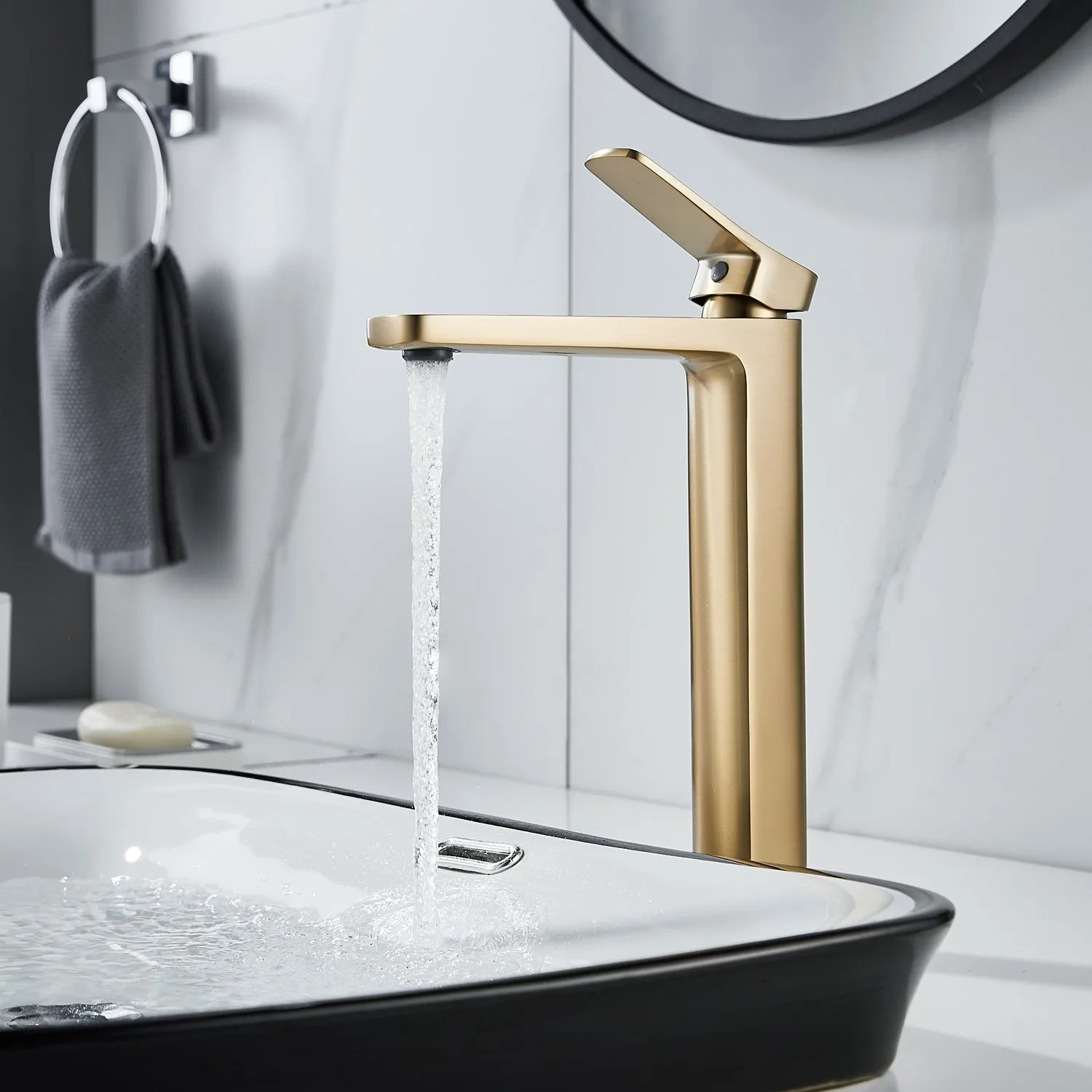 Смеситель для раковины Shevanik S9911G, золотой сатин