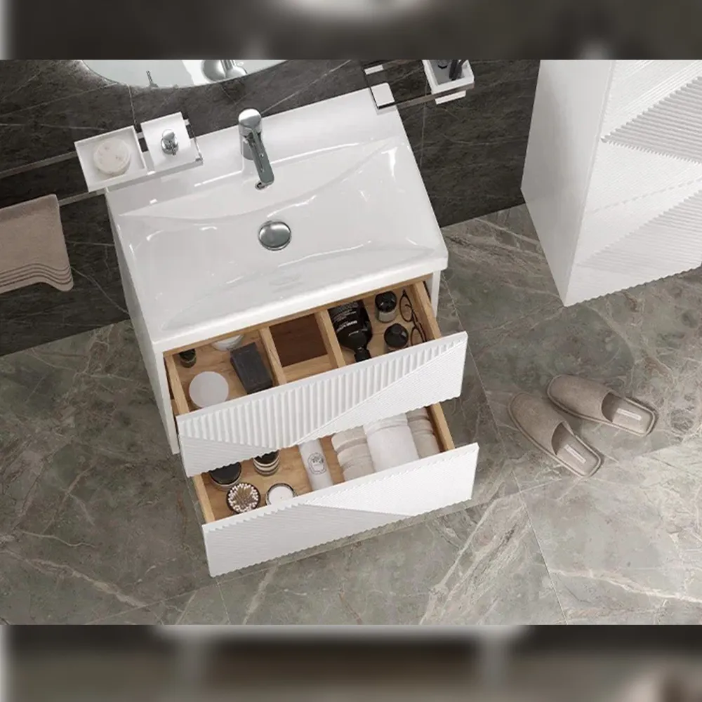 Тумба с раковиной напольная Velvex Edge tn.EDG.9696.60.2Y белый глянец, 60 см