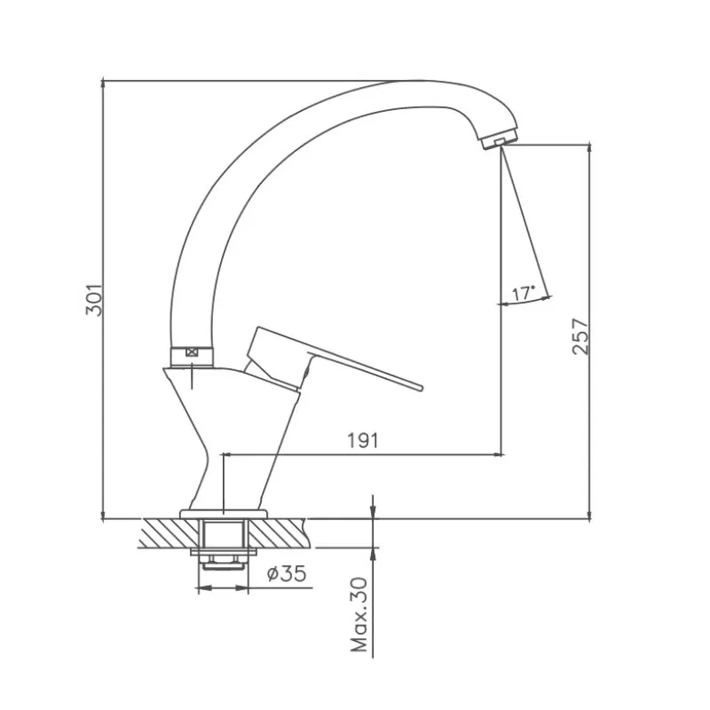 Смеситель для кухни Cron CN70523, хром
