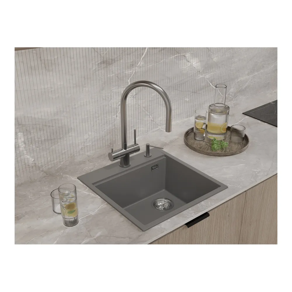 Кухонная мойка Rivelato TESORO TR-505-R серый металлик