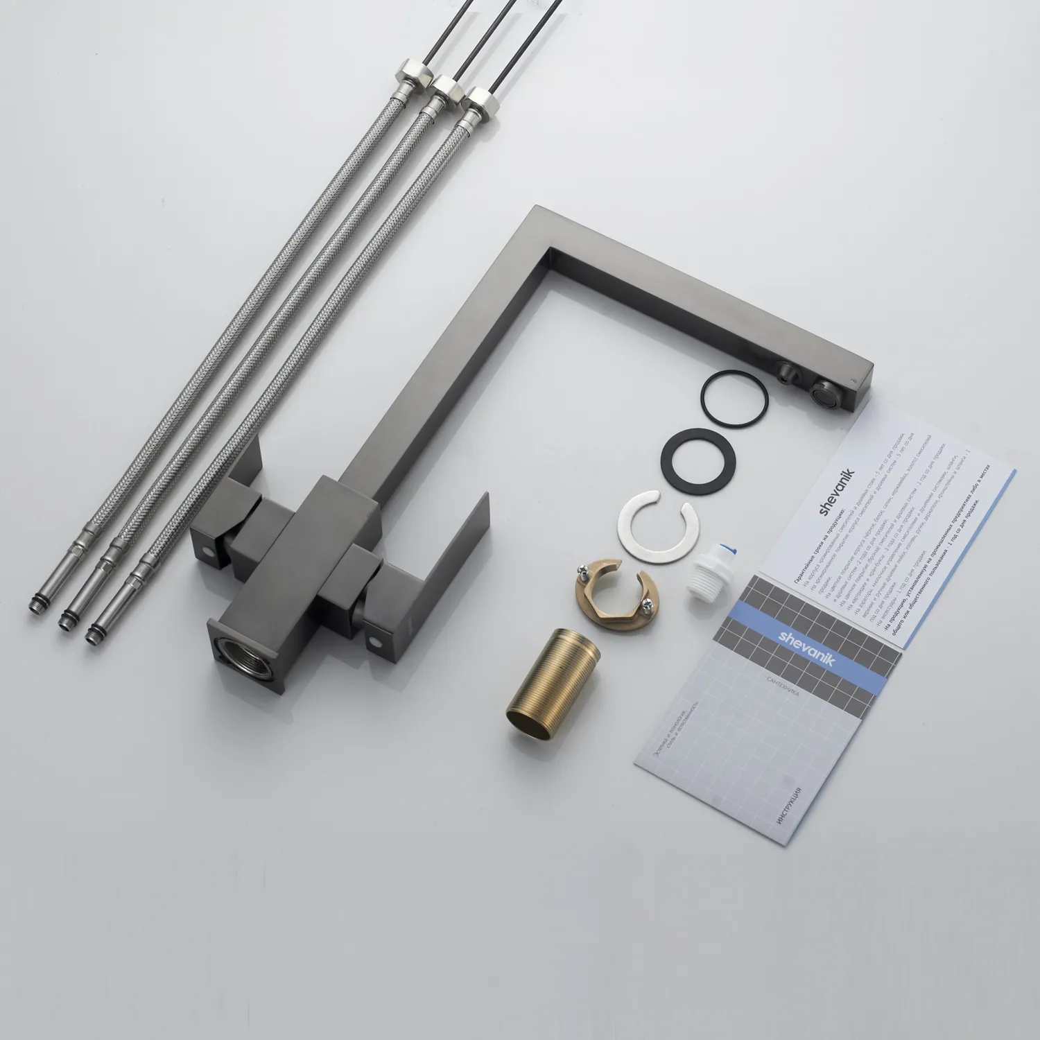 Смеситель для кухни с подключением фильтра Shevanik S148T, оружейная сталь