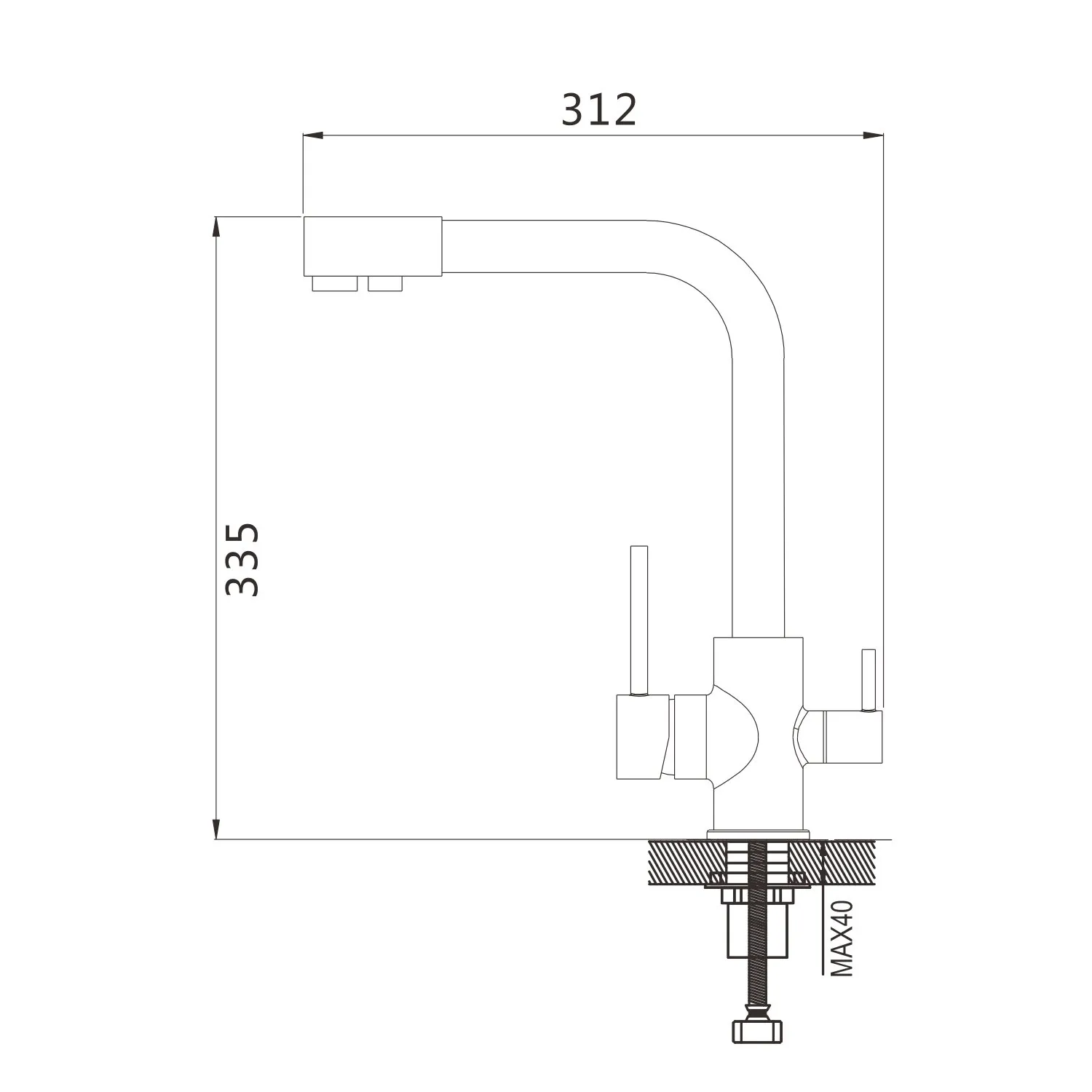 Смеситель для кухни с подключением фильтра Shevanik S868H, черный