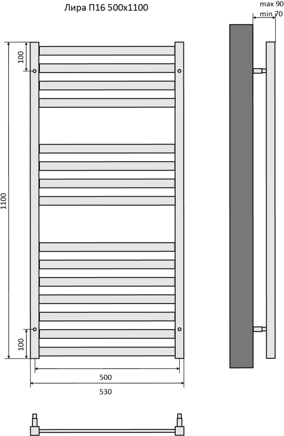 Полотенцесушитель водяной Aquatek Лира П16 500х1100