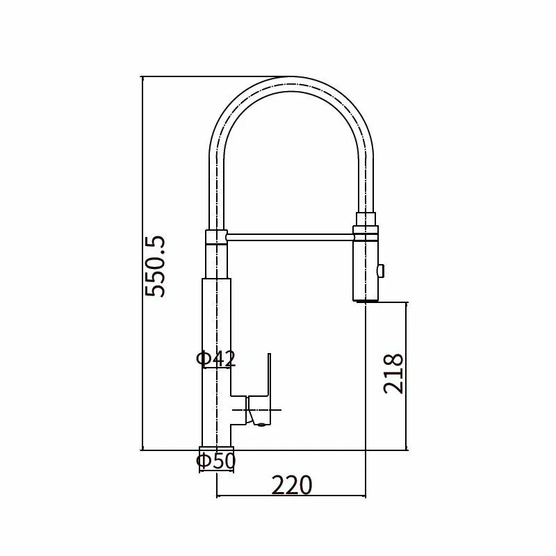 Смеситель для кухни с гибким изливом FASHUN A54102-3, сатин