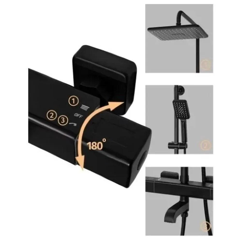 Душевая система с термостатом Grocenberg GB7005BL, черный