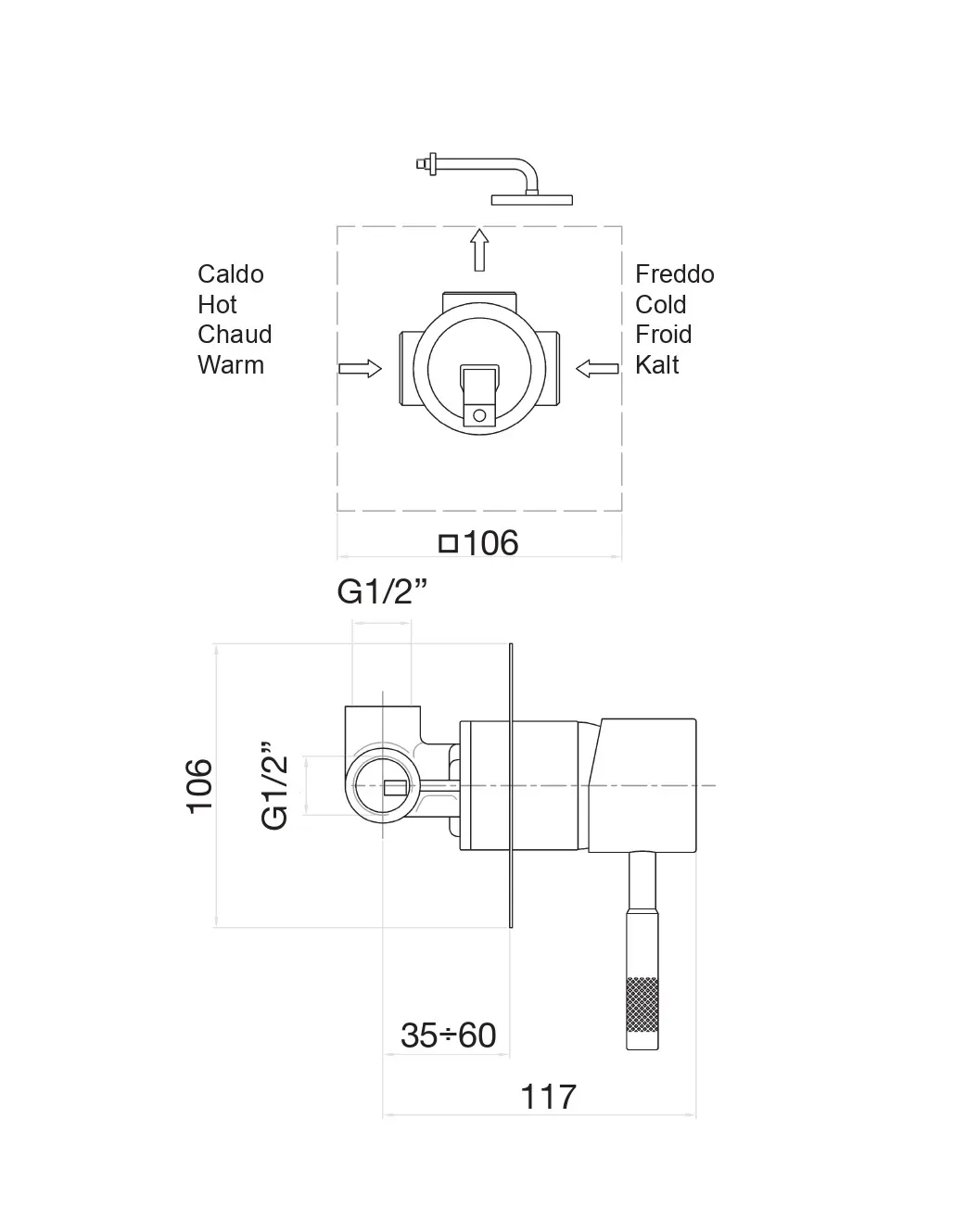 Смеситель для душа Fiore XENON 44NN7515, хром