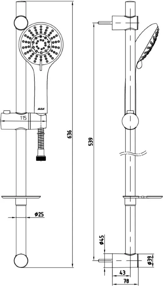 Душевой гарнитур E.C.A. LOGICA 110мм (102146027EX)